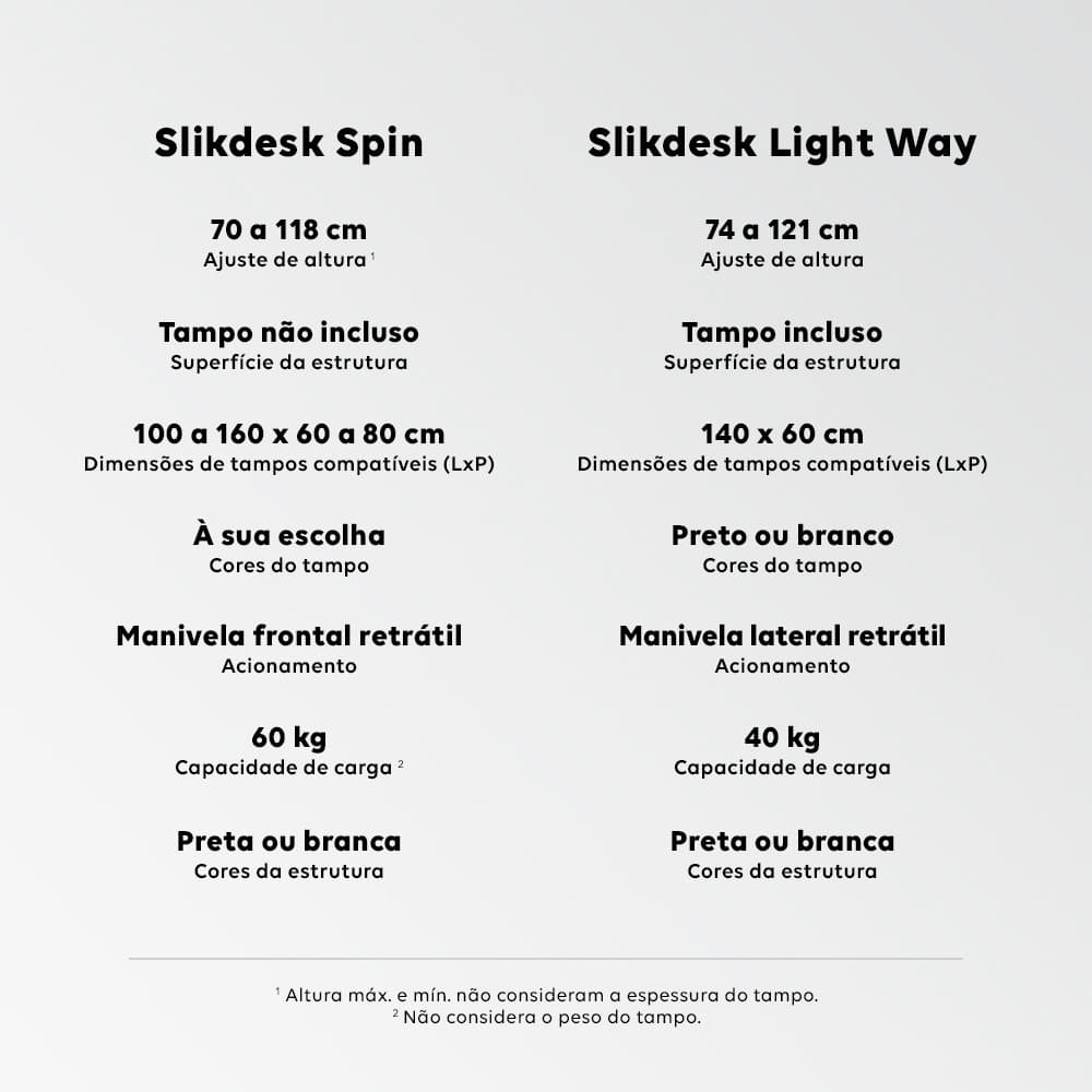 compare Mesas Manuais: Slikdesk Spin x Slikdesk Light Way