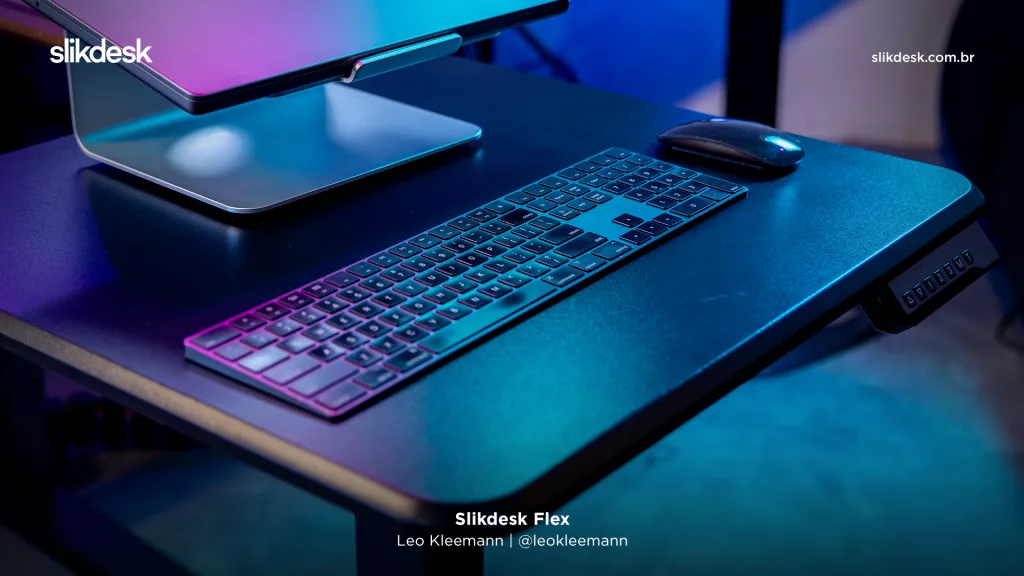 Slikdesk Flex: tecnologia combinada a um tampo menor para oferecer conforto e saúde mesmo em espaços reduzidos.