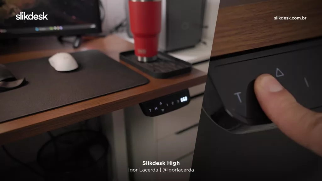 Slikdesk High: perfeita para quem quer dar um upgrade no mobiliário de escritório a partir de uma uma opção de mesa com regulagem de altura confortável, espaçosa e com design altamente moderno.