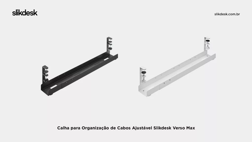Calha para Organização de Cabos Ajustável Slikdesk Verso Max