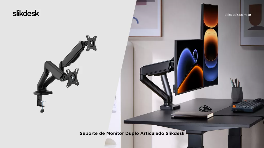 Suporte articulado duplo para monitor Slikdesk