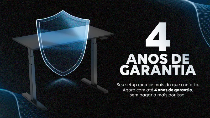 Mesa com regulagem de altura com 4 anos de garantia Slikdesk em home office.